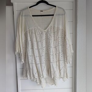 Free People White/Cream Flowy Top